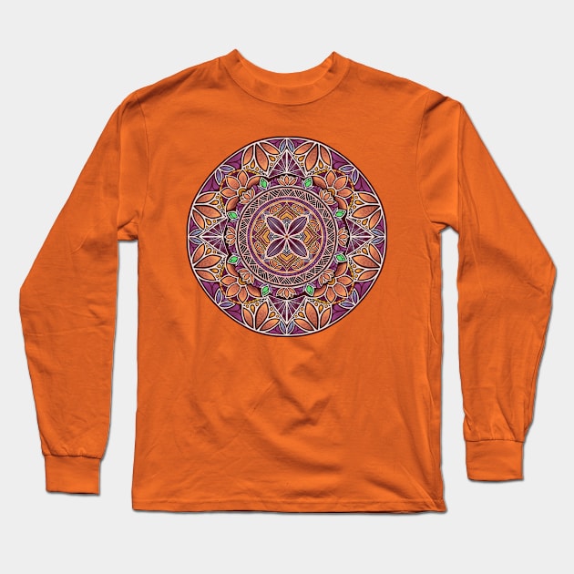 Floral Star Pacific Mandala white on purple Long Sleeve T-Shirt by AprilAppleArt